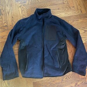 Hammacher Schlemmer Heated Sweater Fleece Jacket in navy